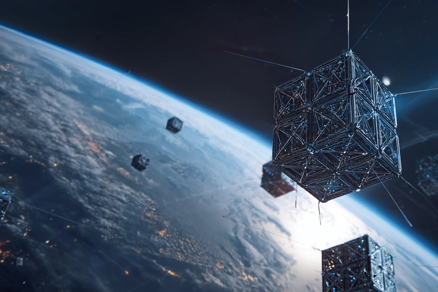 Satellite in orbit above Earth.